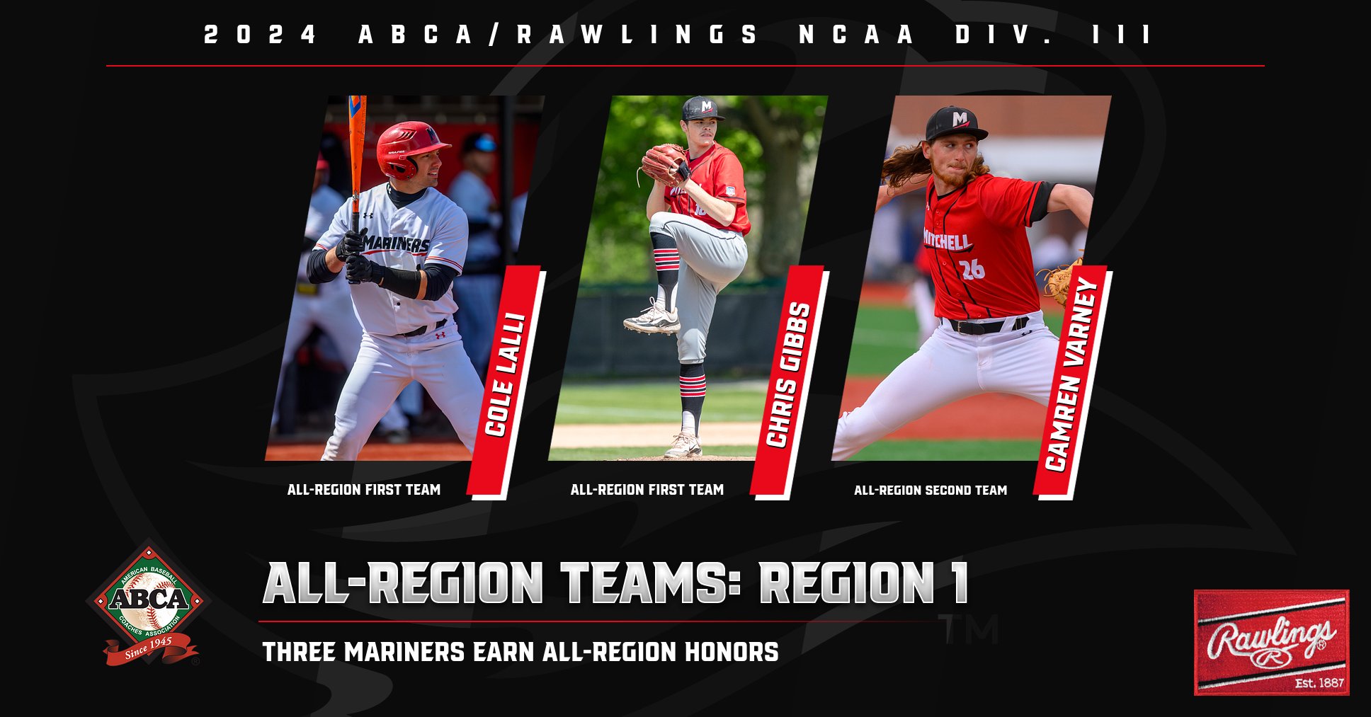 Three Mariners Earn ABCA/Rawlings All-Region Honors