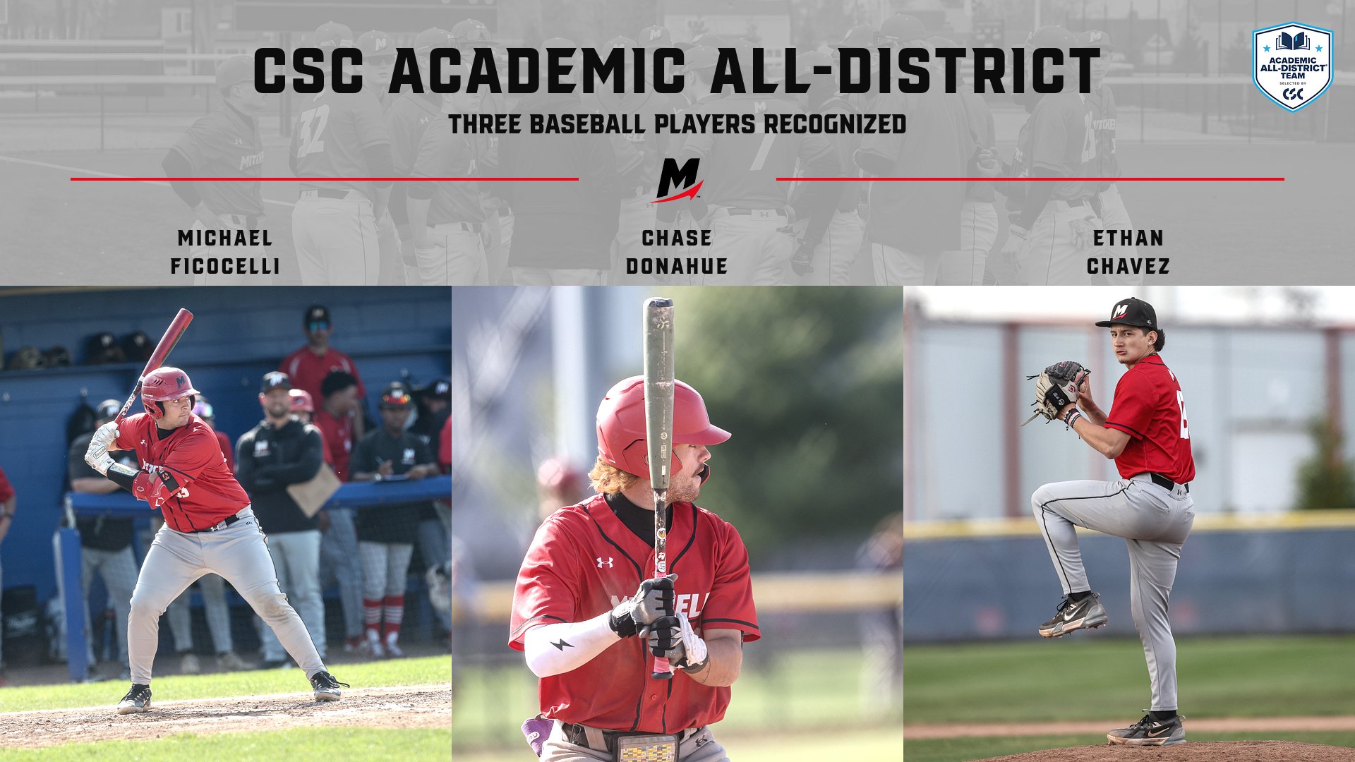 Three Baseball Players Land on CSC Academic All-District Team