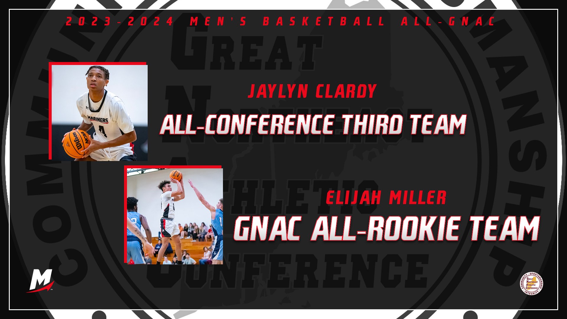 Clardy & Miller Earn All-GNAC Honors for Men’s Basketball