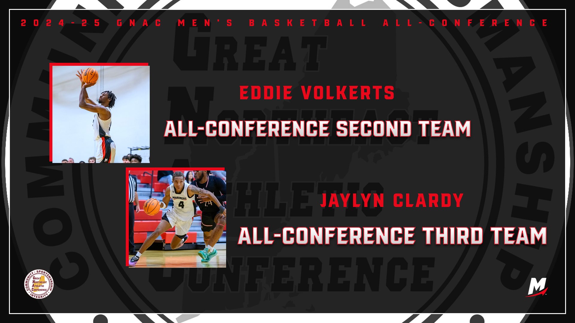 Volkerts & Clardy Earn GNAC Men’s Basketball All-Conference Honors